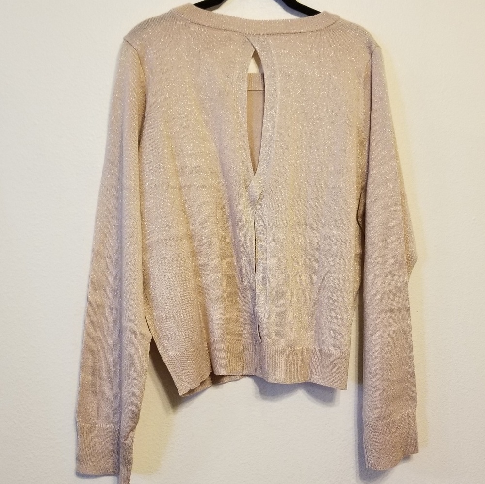 Modcloth Cutout Back Rose Gold Metallic Sweater - Picture 5 of 7